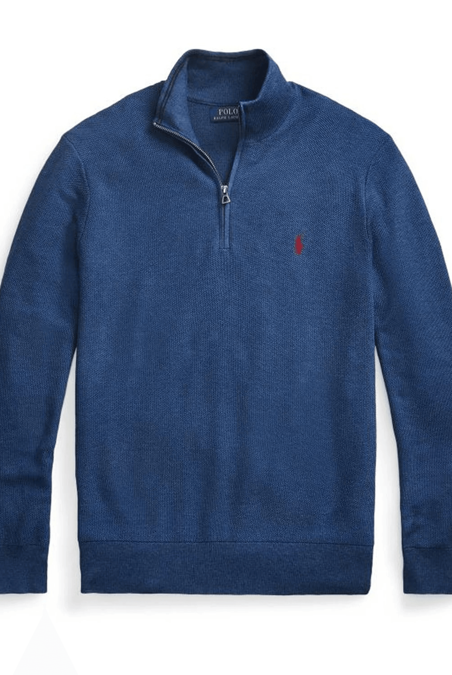 Mesh Knit Cotton Sweater with Half Zip