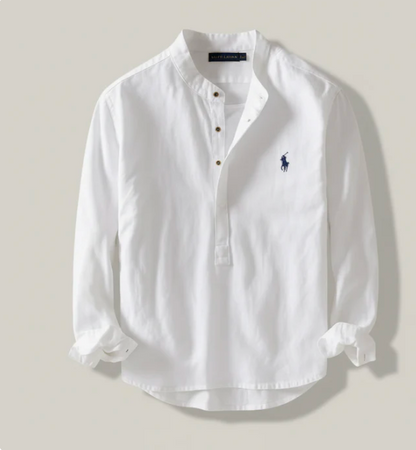 Classic Fit Linen Henley Shirt