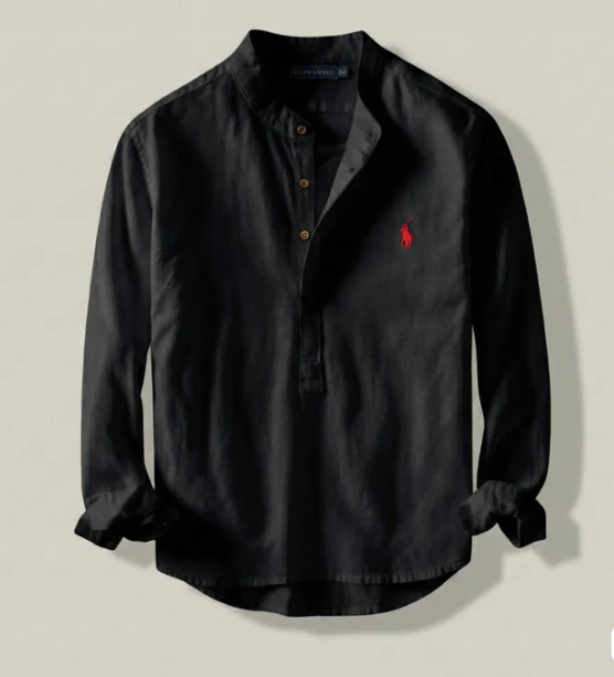 Classic Fit Linen Henley Shirt