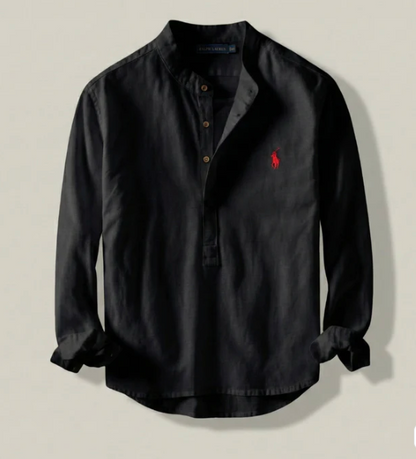 Classic Fit Linen Henley Shirt