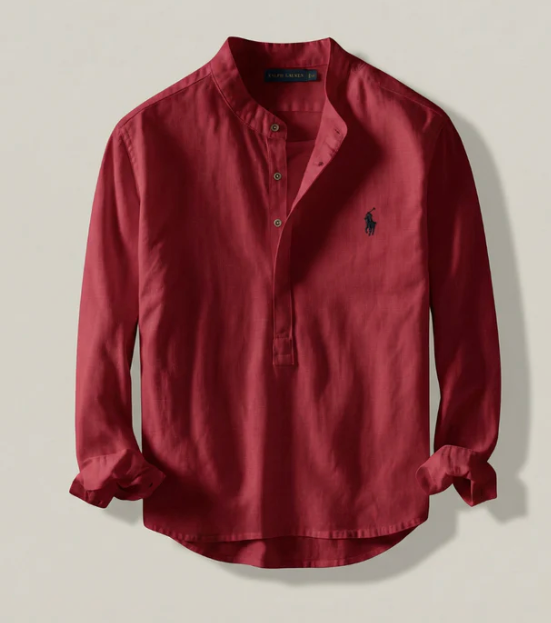 Classic Fit Linen Henley Shirt