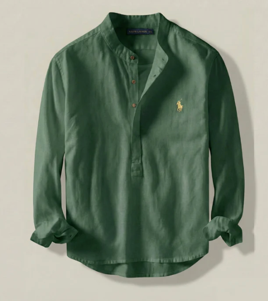 Classic Fit Linen Henley Shirt