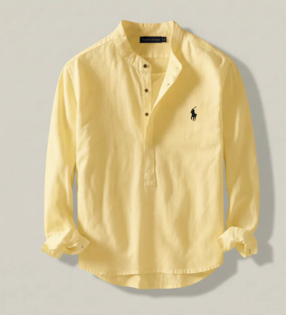 Classic Fit Linen Henley Shirt
